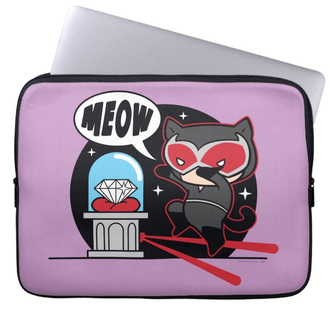 Chibi Catwoman Stealing A Diamond Laptop Sleeve (Front)