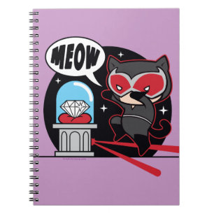 Chibi Catwoman Stealing A Diamond Spiral Notebook