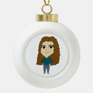 chibi ceramic ball christmas ornament
