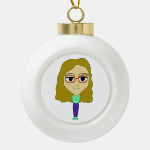 chibi ceramic ball christmas ornament