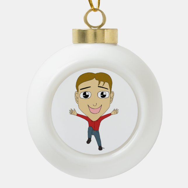 chibi     ceramic ball christmas ornament (Front)