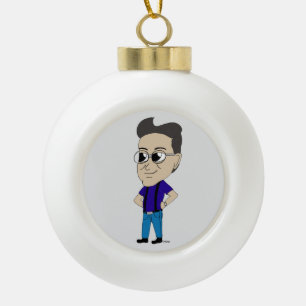 chibi ceramic ball christmas ornament