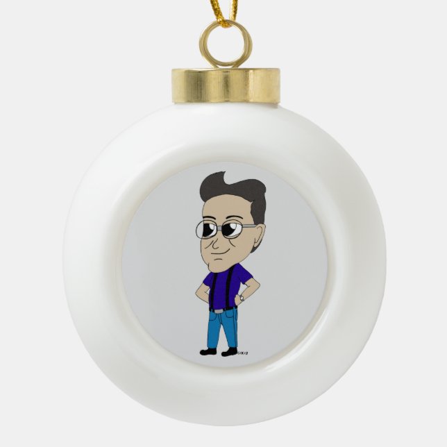 chibi    ceramic ball christmas ornament (Front)
