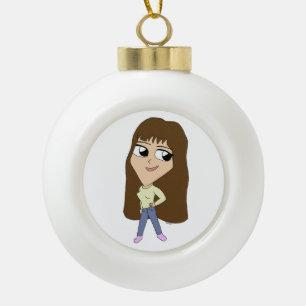 chibi ceramic ball christmas ornament