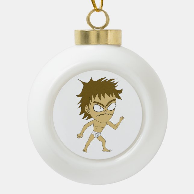 chibi   ceramic ball christmas ornament (Front)