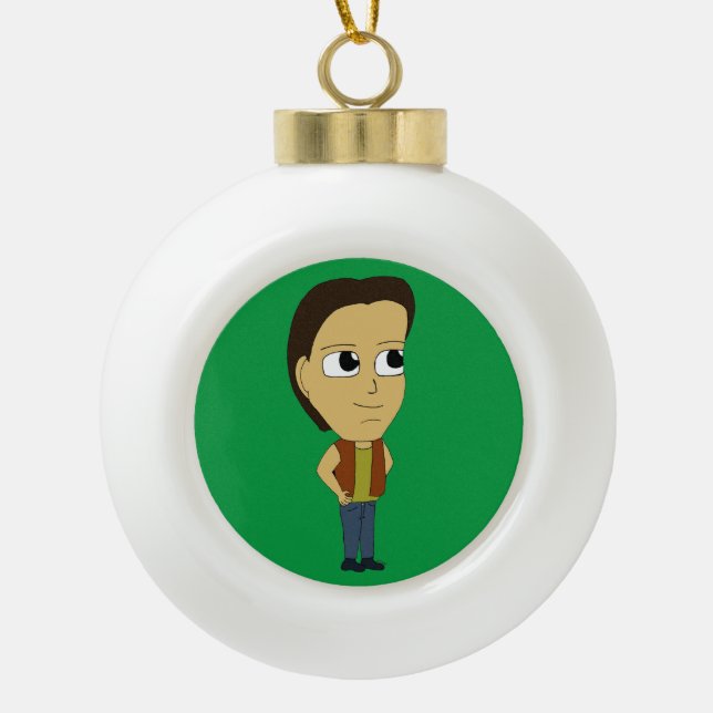 chibi   ceramic ball christmas ornament (Front)