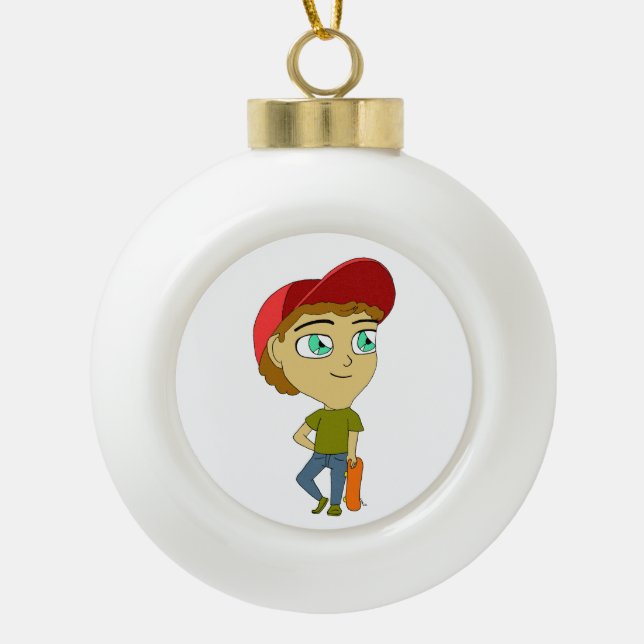 chibi    ceramic ball christmas ornament (Front)