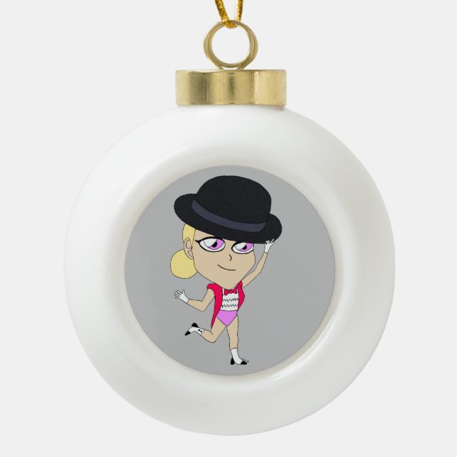chibi     ceramic ball christmas ornament (Front)