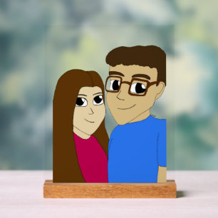 Chibi couple acrylic sign