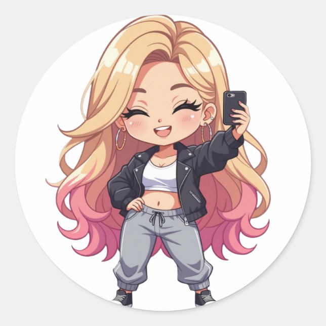 Chibi Cutie Classic Round Sticker (Front)