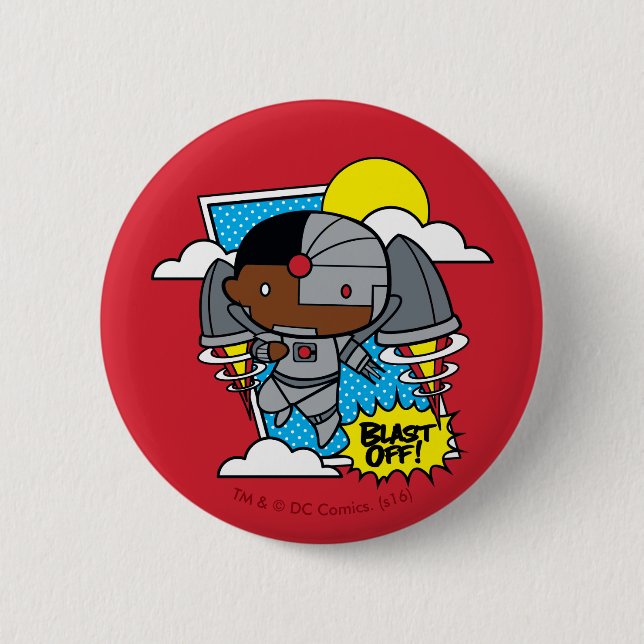 Chibi Cyborg Blast Off! 6 Cm Round Badge (Front)