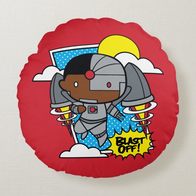 Chibi Cyborg Blast Off! Round Cushion (Front)