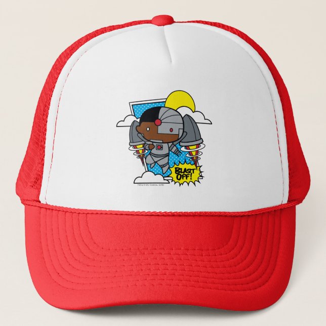 Chibi Cyborg Blast Off! Trucker Hat (Front)