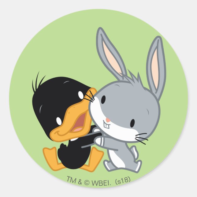 Chibi DAFFY DUCK™ & BUGS BUNNY™ Classic Round Sticker (Front)
