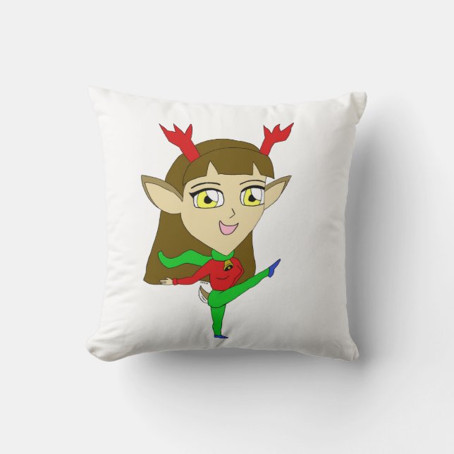 chibi dancing reindeer girl cushion (Front)