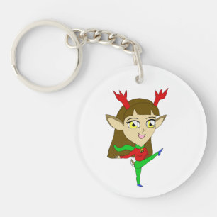 chibi dancing reindeer girl key ring