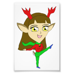 chibi dancing reindeer girl photo print
