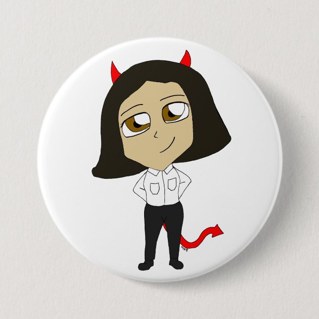 chibi devil girl 7.5 cm round badge (Front)
