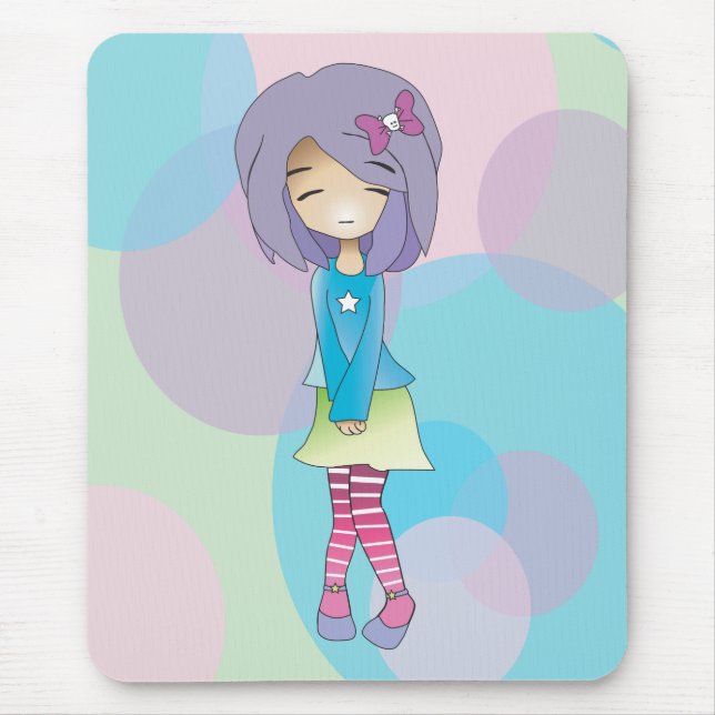 Chibi Dot Girl Mouse Pad (Front)
