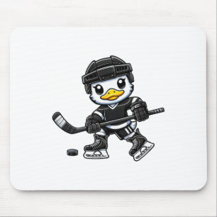 Chibi Duck Playing Ice Hockey Cute Design Mouse Pad
