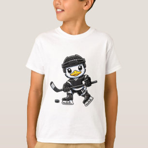 Chibi Duck Playing Ice Hockey Cute Design  T-Shirt