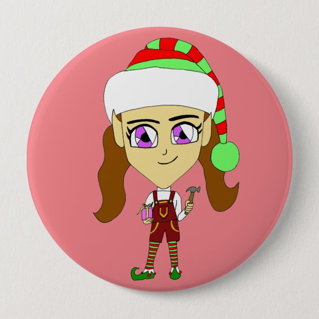 chibi elf  10 cm round badge (Front)