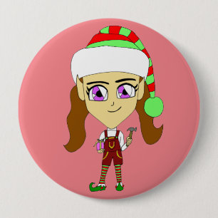 chibi elf  10 cm round badge