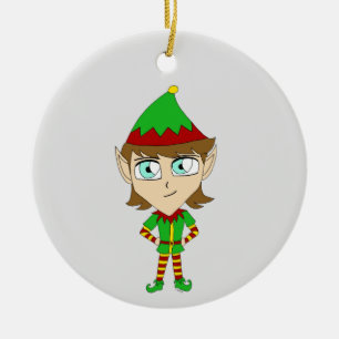 chibi elf ceramic ornament