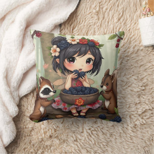 Chibi Fairy and Forest Animals  Cushion