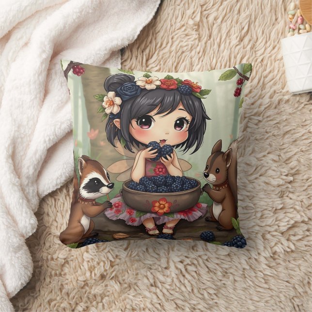 Chibi Fairy and Forest Animals  Cushion (Blanket)