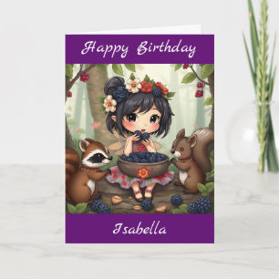 Chibi Fairy Birthday   Coloring page Card