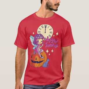 Chibi Fairy Godmother Black Cat Pumpkin Halloween  T-Shirt