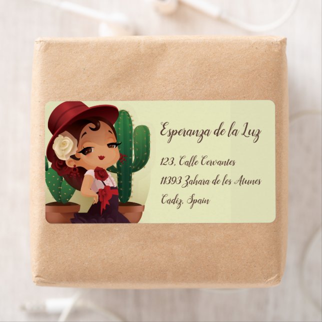 Chibi flamenco in spanish hat and cactuses (Insitu)