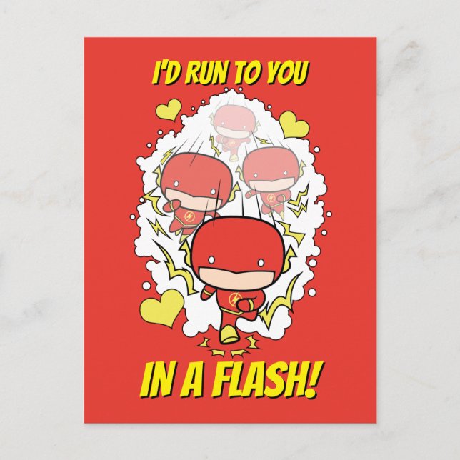 Chibi Flash - I'd Run To You In A Flash Valentine Holiday Postcard (Front)