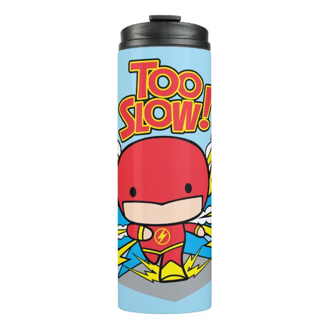 Chibi Flash Outrunning Rockets Thermal Tumbler (Front)