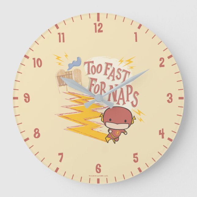 Chibi Flash | Too Fast For Naps Large Clock (Front)