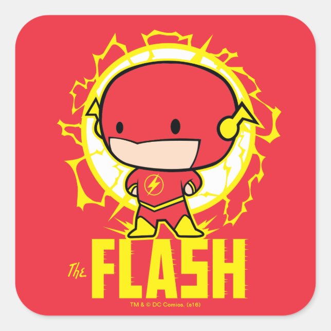 Chibi Flash With Electricity Square Sticker (Front)