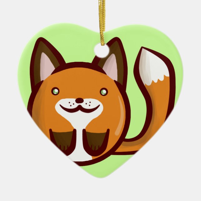 Chibi Fox Ceramic Tree Decoration (Front)