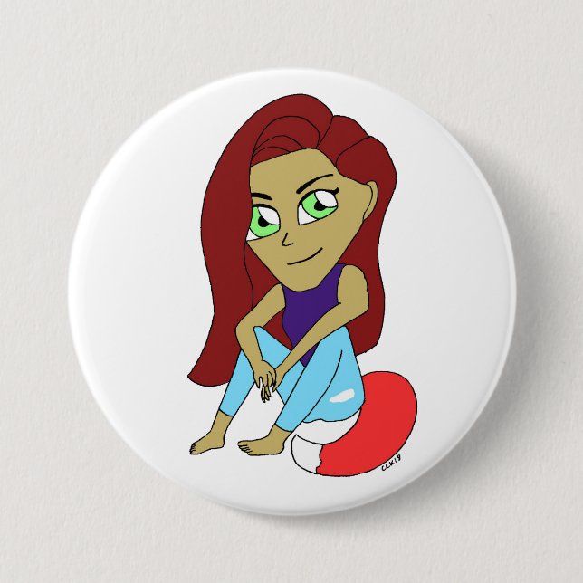 chibi foxy girl 7.5 cm round badge (Front)