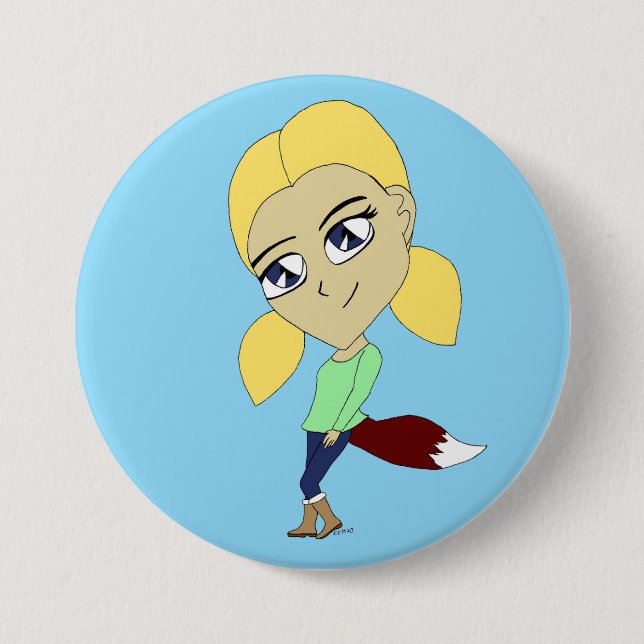chibi foxy girl  7.5 cm round badge (Front)