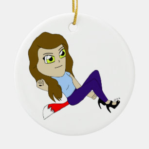 chibi foxy girl ceramic tree decoration