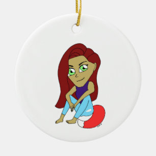 chibi foxy girl ceramic tree decoration