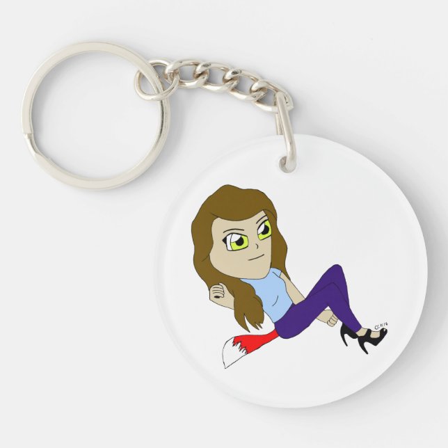 chibi foxy girl   keychain (Front)