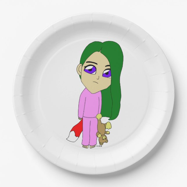 chibi foxy girl  paper plate (Front)