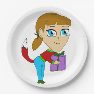 chibi foxy girl   paper plate