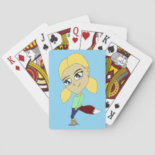 chibi foxy girl  playing cards