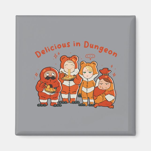 Chibi Frog Suit Snack Time Doodle Anime Magnet (Front)