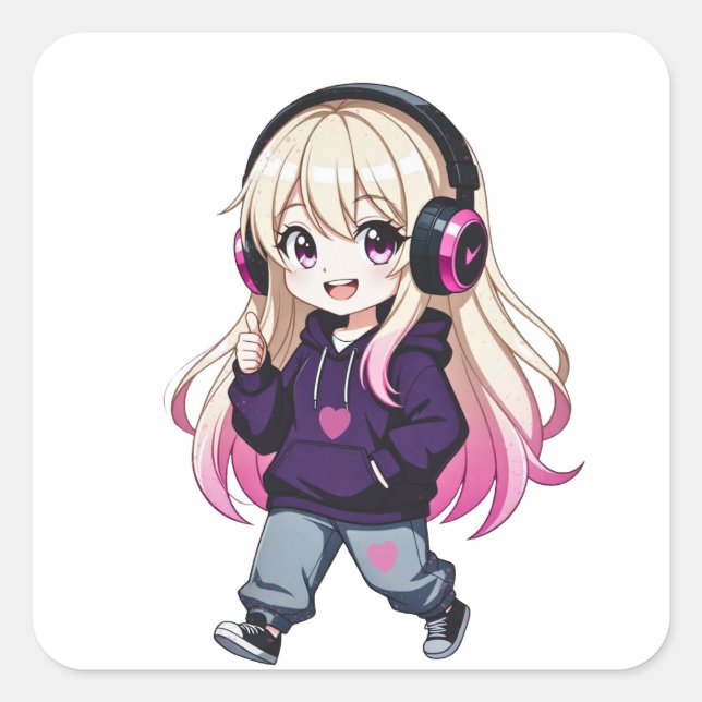 Chibi Funny Square Sticker (Front)