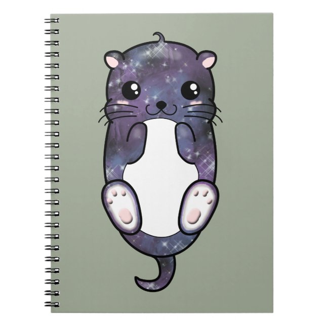 Chibi Galaxy Otter Spiral Notebook (Front)