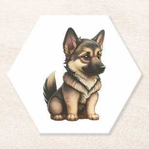 Chibi German Shepherd Paper Coaster